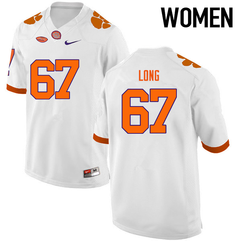 Women Clemson Tigers #67 Stacy Long College Football Jerseys-White